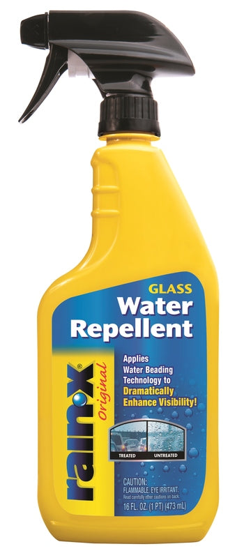 Rain-X 16oz windshield cleaner and treatment by Emery Jensen for improved visibility and protection on vehicle windshields.