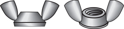 Emery Jensen 1/4-inch stainless steel wing nuts, 50-pack, versatile fasteners with winged design for easy hand tightening.