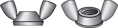 Emery Jensen 10-24 stainless steel wing nuts, 100-pack, showing shiny metal wing nuts with textured grips for easy tightening.