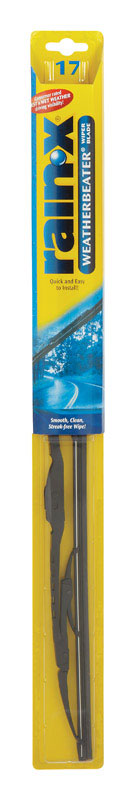 Emery Jensen Rain-X WB 17-inch wiper blade installed on a vehicle, designed for effective windshield cleaning and visibility.