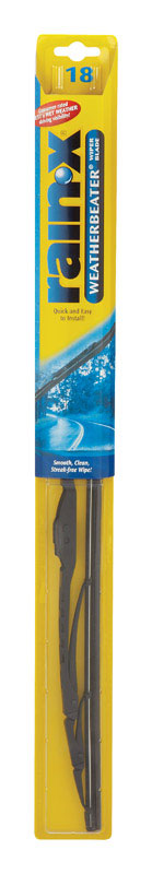 Emery Jensen RainX WB 18-inch wiper blade showing rubber edge and metal frame for clear windshield contact.