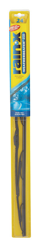 Emery Jensen RainX WB 24-inch wiper blade installed on a vehicle windshield, showing the durable rubber edge for clear visibility.