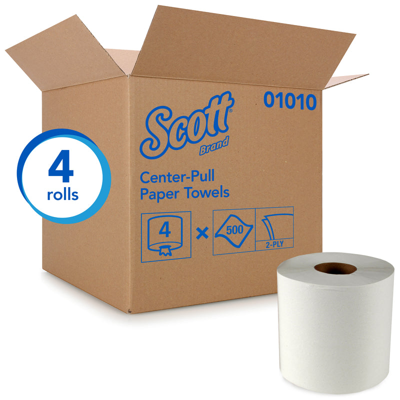 Emery Jensen center pull towels 4-pack, soft wiping rags for cleaning and household use, shown in a neat bundle.