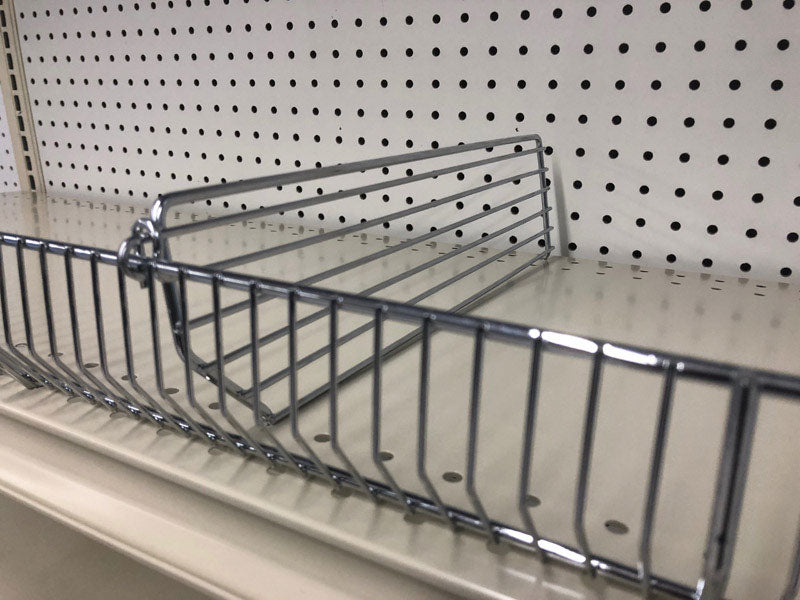 Emery Jensen wire binning dividers, 3x15-inch, chrome, set of 20, for organizing wires and cables in storage bins.