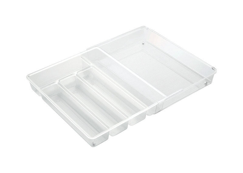 Emery Jensen 14.25-inch clear wire organizer for decluttering and organizing home or office spaces.