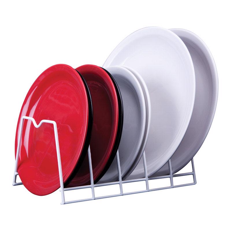 White Emery Jensen wire dish rack measuring 8x11 inches, designed for organizing and drying dishes in the kitchen.