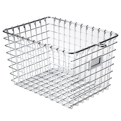 Small Emery Jensen wire locker basket in chrome finish, ideal for organizing items in lockers or storage spaces.