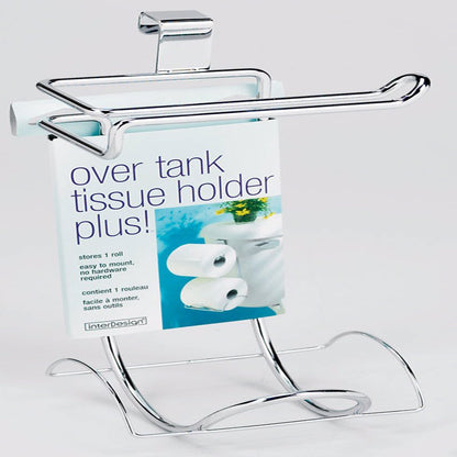 Emery Jensen wire over-toilet tissue holder organizer with a sleek metal design for bathroom storage.
