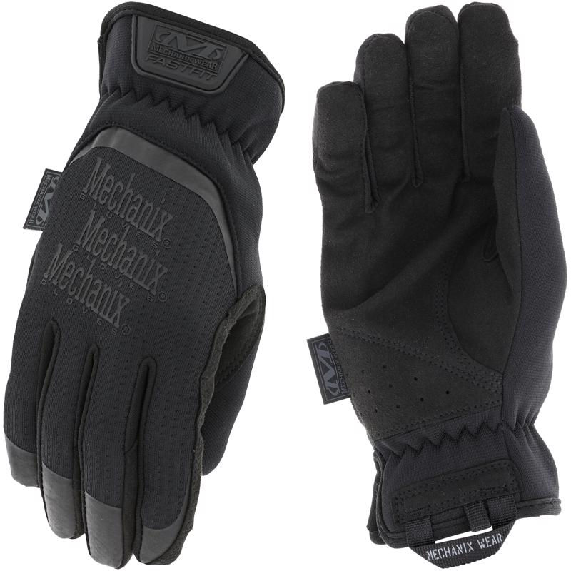 Black women's leather gloves by Emery Jensen, stylish and fitted for a comfortable fit, shown on a model.
