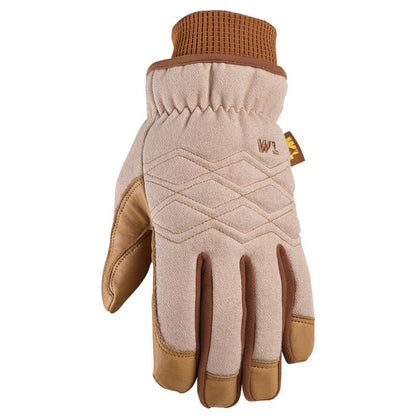 Emery Jensen women's brown leather gloves with stitched detailing, stylish and warm for winter wear.