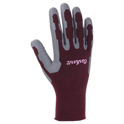 Emery Jensen women's purple work and garden gloves, medium size, with a snug fit and durable fabric for gardening or work tasks.