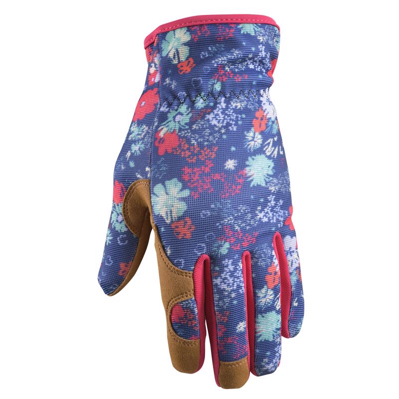 Emery Jensen women's work and garden gloves in multi-color, size S, showing durable fabric and flexible fit for gardening tasks.