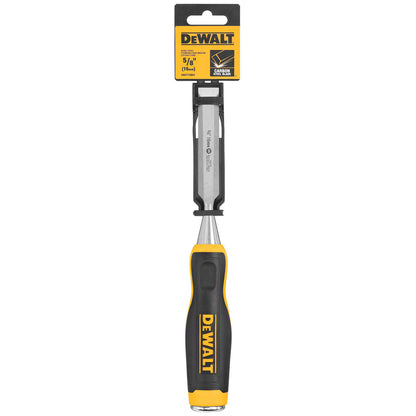 Pair of Emery Jensen DEWALT 5/8-inch wood chisels with sharp blades for woodworking and carpentry projects.