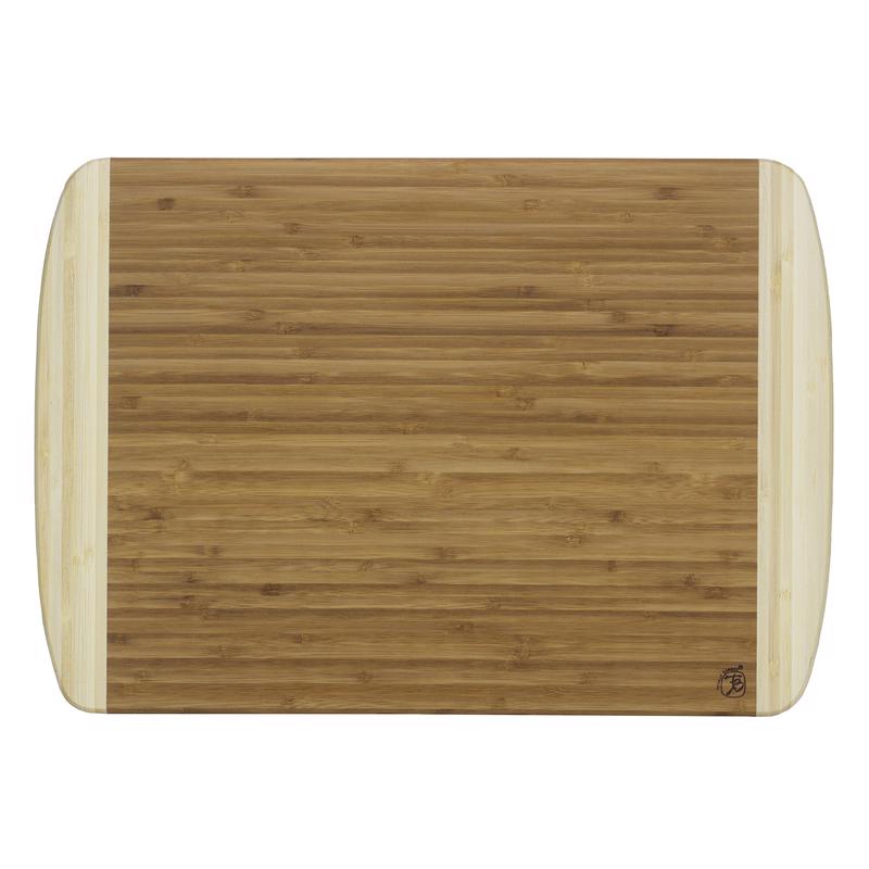 Emery Jensen wood cutting board measuring 12.5x18 inches, sturdy kitchen surface for food preparation.