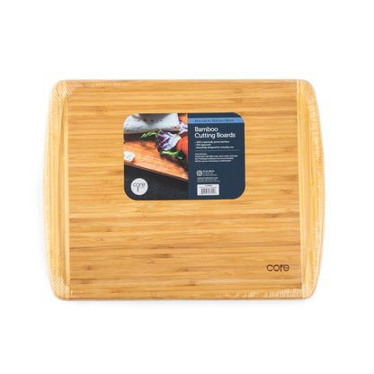 Medium bamboo wood cutting board by Emery Jensen, showing a smooth surface with clean edges for food preparation.