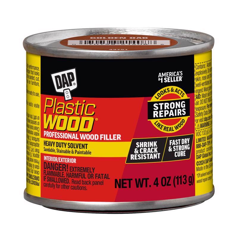 Emery Jensen gold oak wood filler in a 4oz container, suitable for repairing and filling wood surfaces.