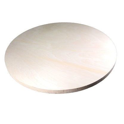 Emery Jensen plywood round wood paneling, 17-3/4 x 3/4 inches, showing smooth, natural wood grain and circular shape.