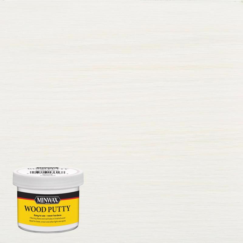 White Emery Jensen Wood Putty Dough in 3.75oz container, suitable for filling and repairing wood surfaces.