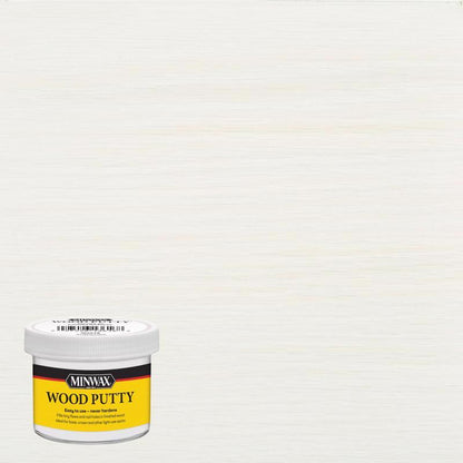 White Emery Jensen Wood Putty Dough in 3.75oz container, suitable for filling and repairing wood surfaces.