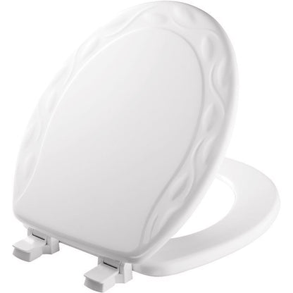 Round Ivy white wood toilet seat by Emery Jensen, featuring a smooth, polished finish and durable wooden construction.