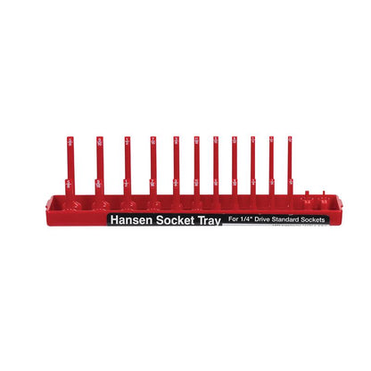 Emery Jensen 1/4" drive socket tray for workspace organization, holding standard socket tools in a durable bin.