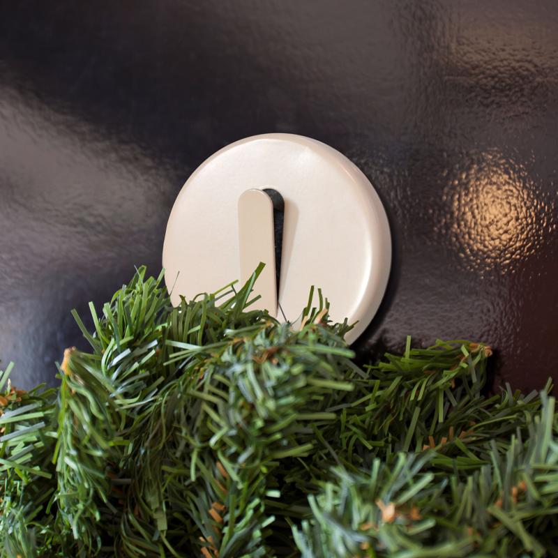 Emery Jensen MGNTC wreath hanger hook for outdoor door decor, sturdy metal design with a sleek finish.