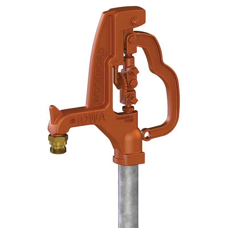 Emery Jensen Iowa Yard Hydrant, 5-foot outdoor yard hydrant for garden and lawn watering, black metal with valve handle.