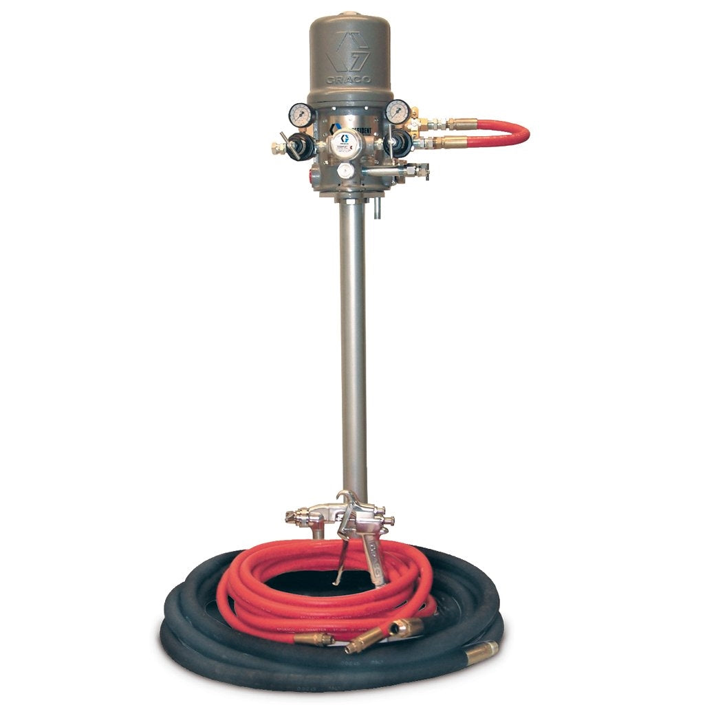 Graco PRESIDENT System air-powered sprayer with pump, designed for efficient painting and coating projects.