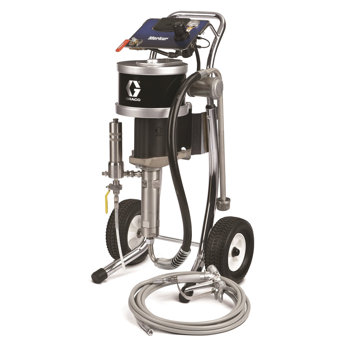 Graco Merkur System pump 45:1 airless sprayer with 50cc CRT motor, used for high-pressure painting applications.