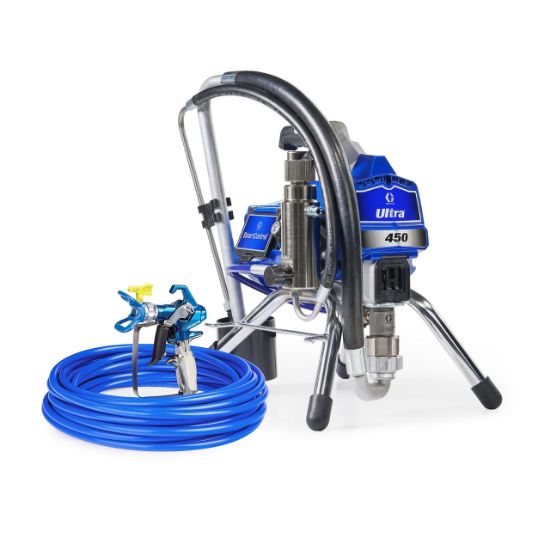 Graco Ultra 450 electric airless paint sprayer with stand, contractor-grade airless paint sprayer for professional painting projects