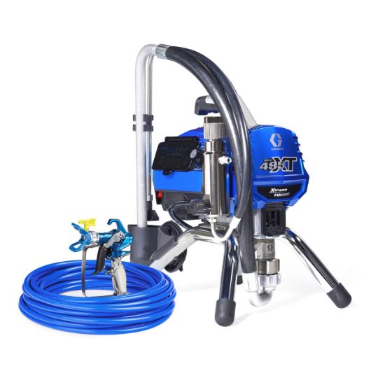 Graco Ultra 495 XT electric airless paint sprayer on stand, professional contractor-grade airless paint sprayer for large projects