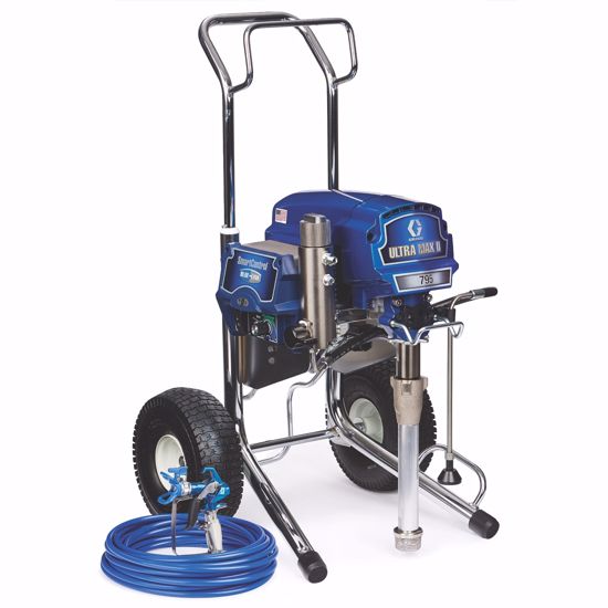 Graco Ultra Max II 795 contractor airless paint sprayer with hose and spray gun for professional painting projects.