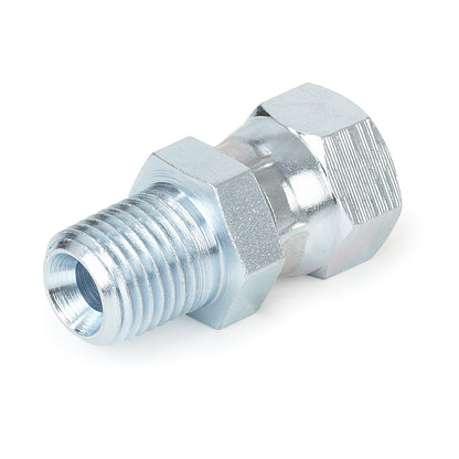 Graco swivel union fitting for fluid connections, featuring a durable metal design with threaded ends.