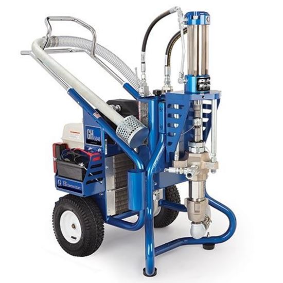 Graco GH 5040ES hydraulic gas airless paint sprayer with large capacity and control panel, designed for professional painting jobs.