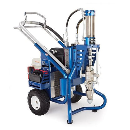 Graco GH 933ES gas hydraulic airless paint sprayer, bare unit with Hiflo pump, used for professional painting applications.