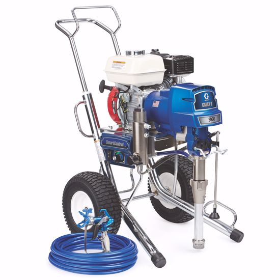 Graco GMAX II 5900 gas airless paint sprayer with high-boy design, used for professional exterior and interior painting projects.