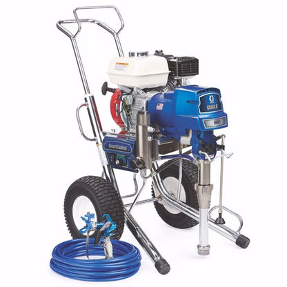Graco GMAX II 5900 gas airless paint sprayer with high-boy design, used for professional exterior and interior painting projects.