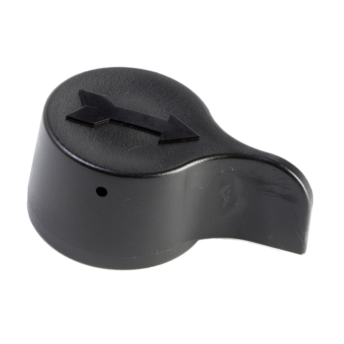 Gray Graco dump valve handle with ergonomic design for easy control of fluid flow in industrial equipment.