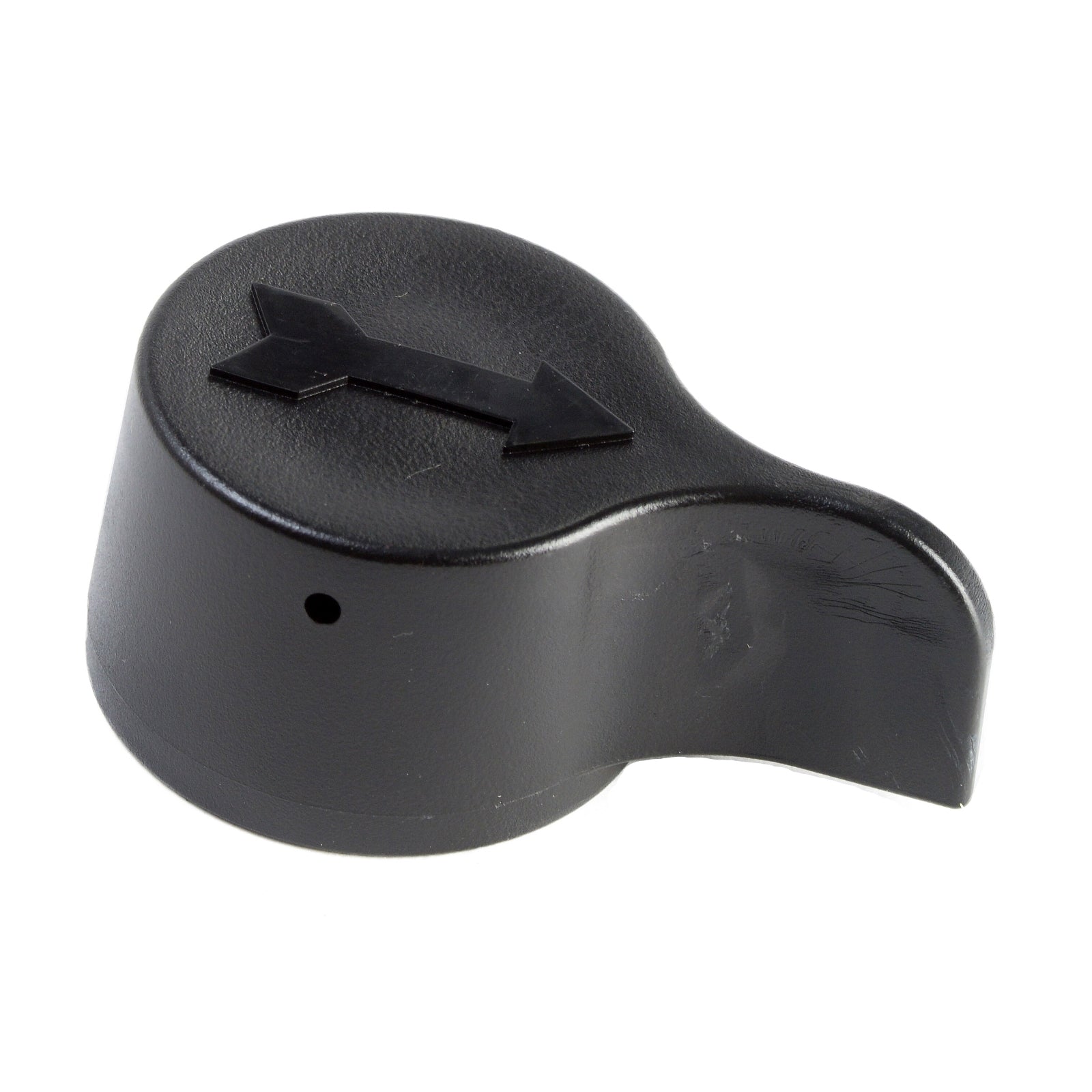 Gray Graco dump valve handle with ergonomic design for easy control of fluid flow in industrial equipment.