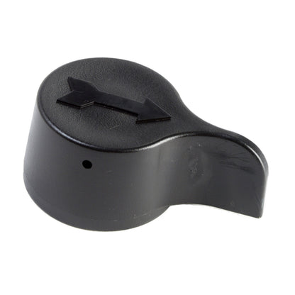 Gray Graco dump valve handle with ergonomic design for easy control of fluid flow in industrial equipment.