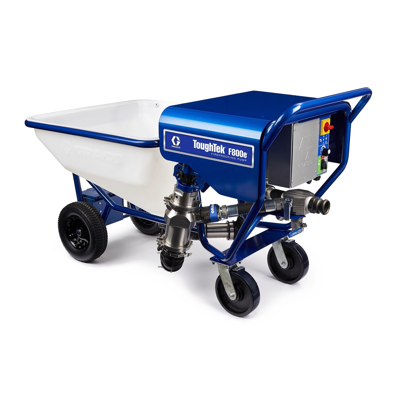 Graco TOUGHTEK F800E piston pump system, bare, 230V, 30A, single phase, industrial equipment for fluid transfer.