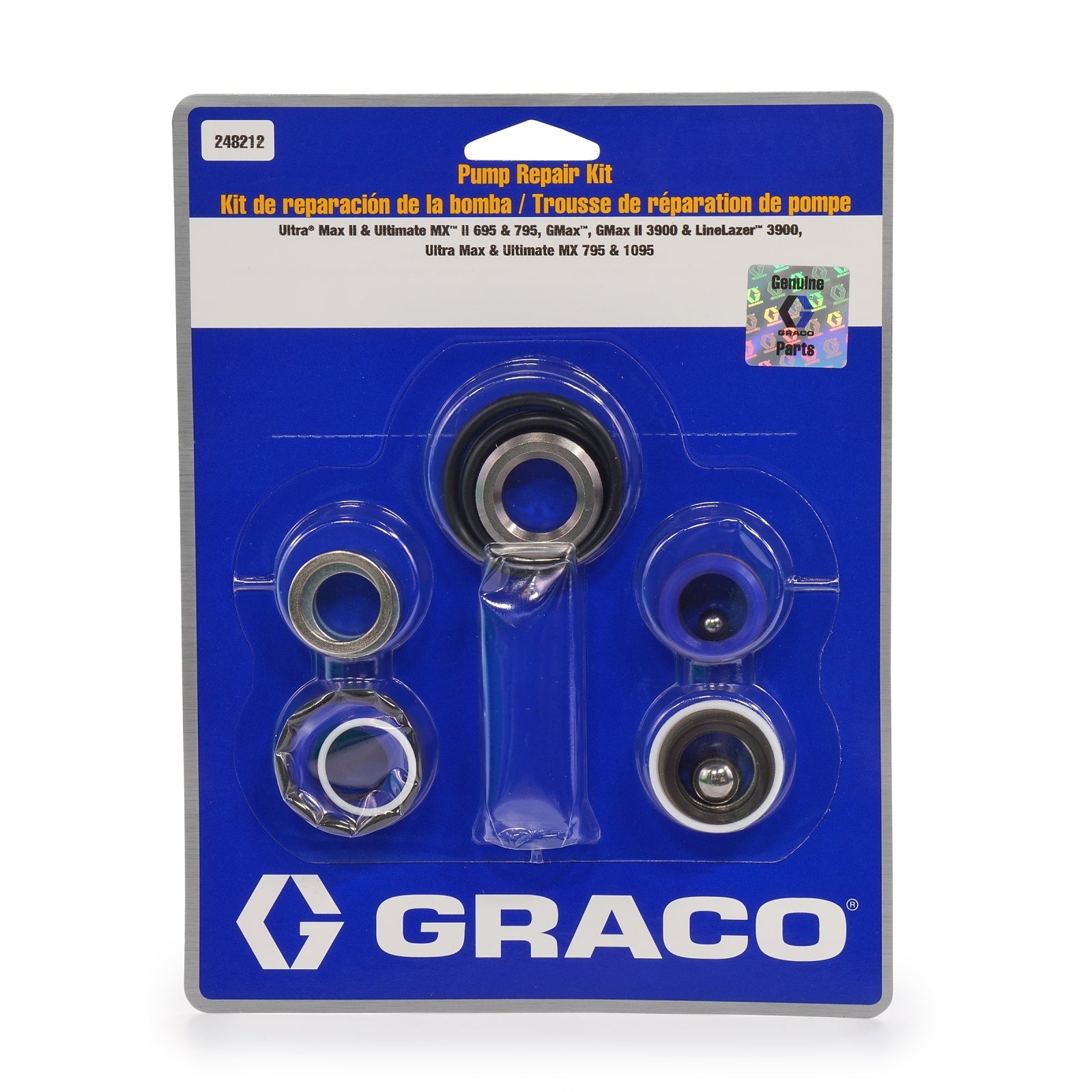 Graco pump repair and packing kit for models 695 and 795, includes essential accessories for maintenance and repair.