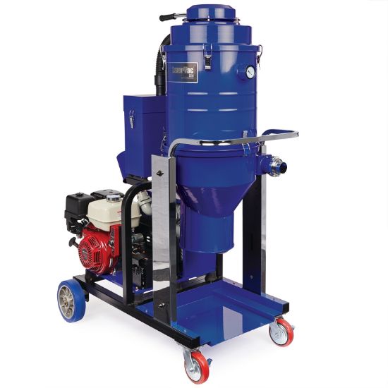 Graco Lazervac 550 vacuum system for scarifiers with dust collection and industrial-grade design, shown in a professional workspace.