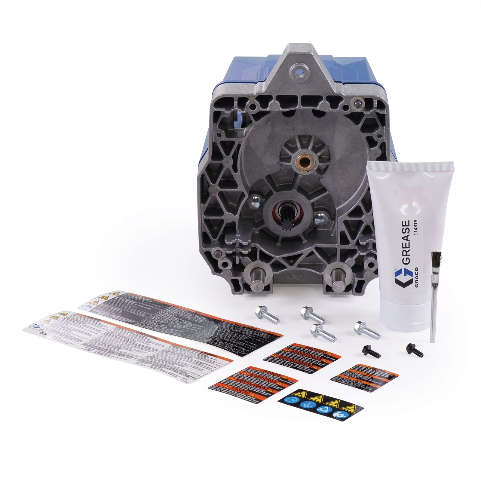 Graco repair motor kit for spray accessories, 120V CF vent, includes components for motor maintenance and repair.