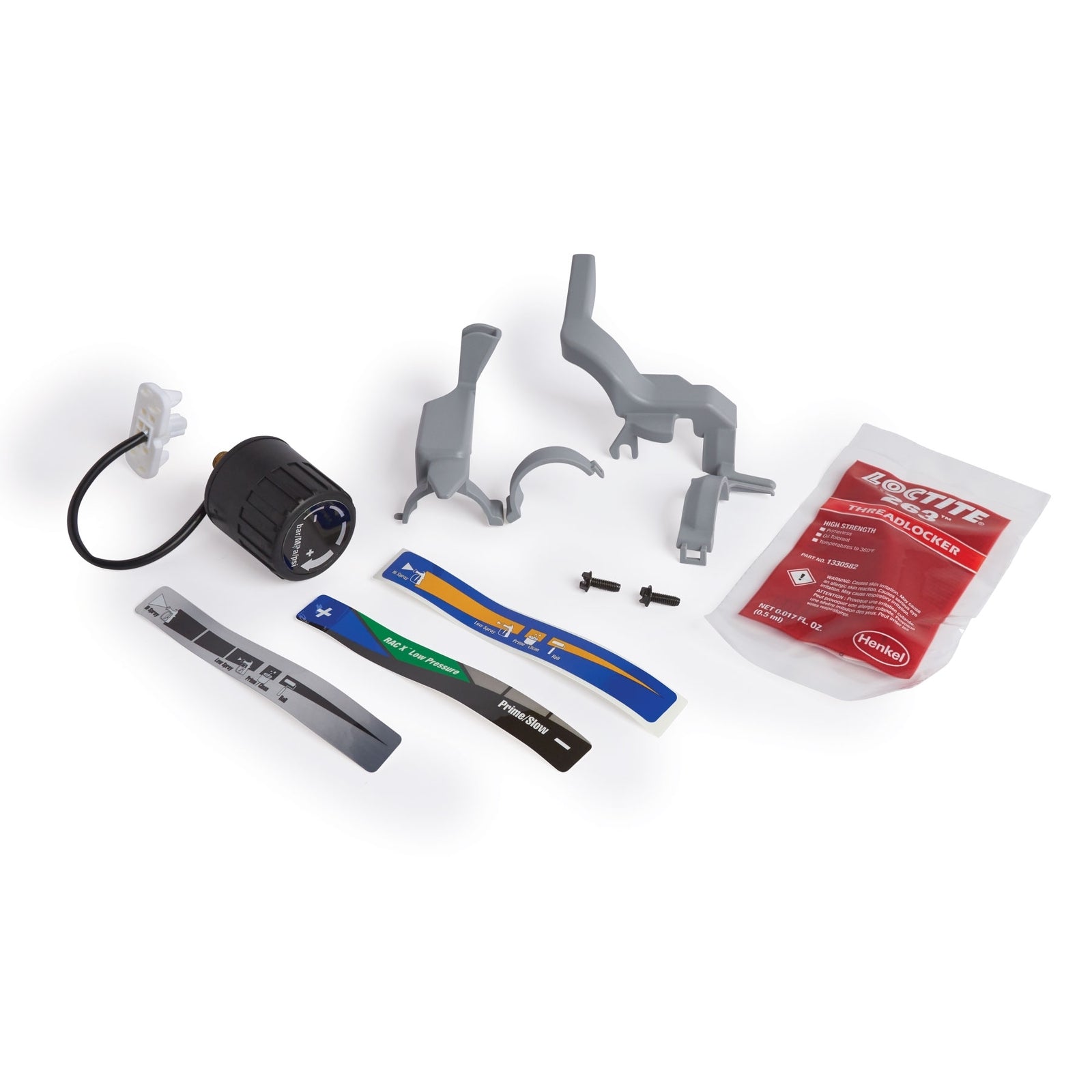 Graco repair kit with pressurized container for spray accessories, suitable for 3000 PSI pressure systems.