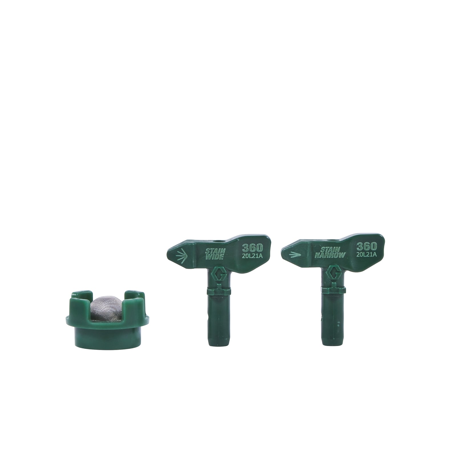 Graco spray accessory kit with tip, filter, and stain components for TC360 paint sprayers.