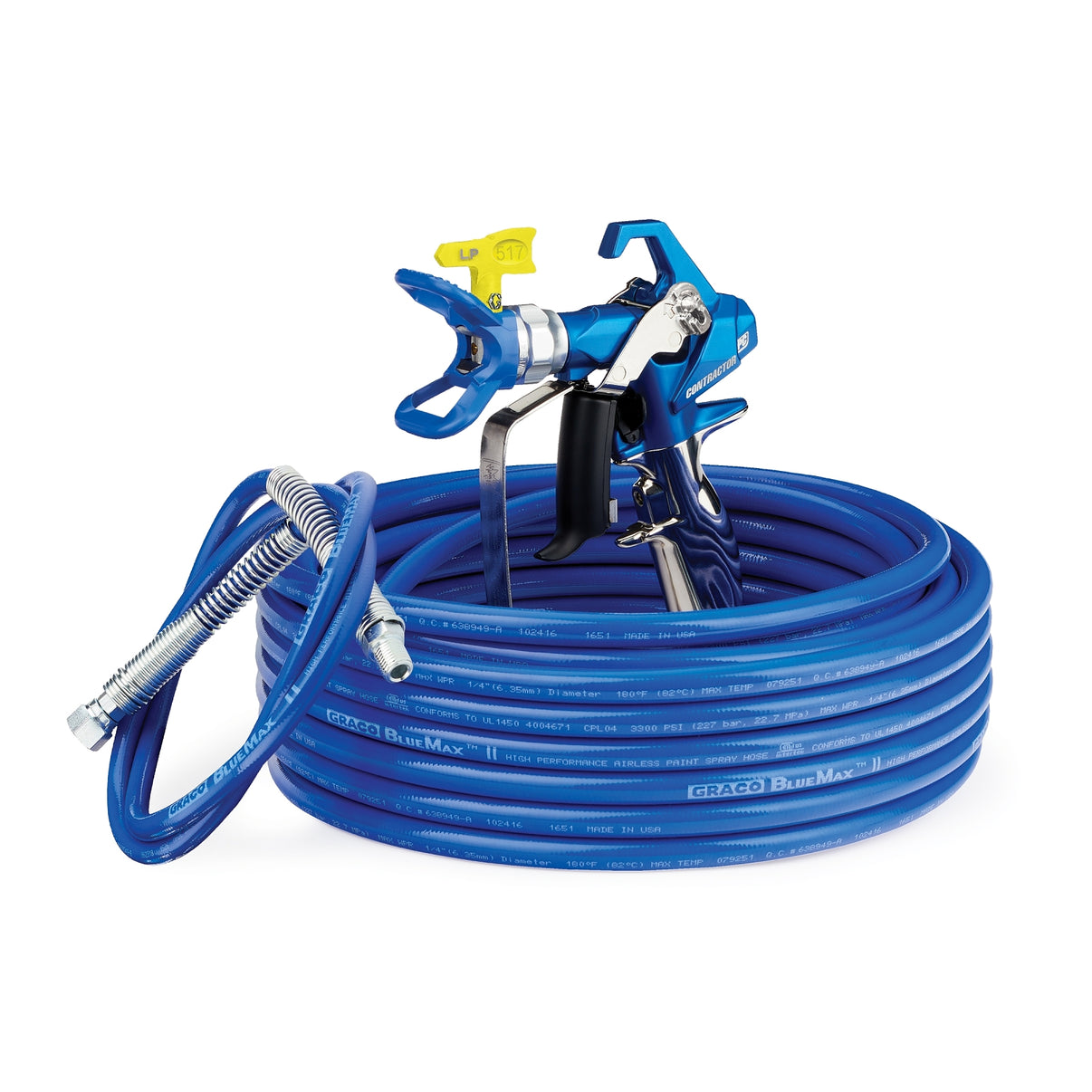 Graco spray gun kit with 1/4-inch hose, 50 feet, suitable for PC gun applications and low-pressure spraying.