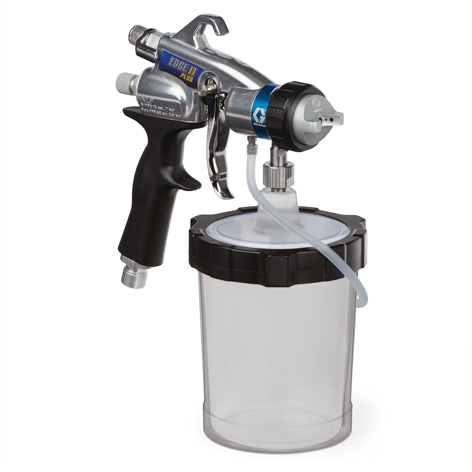 Graco EDGE II HVLP spray gun with Plus package, showcasing a professional-grade spray gun for precision painting.