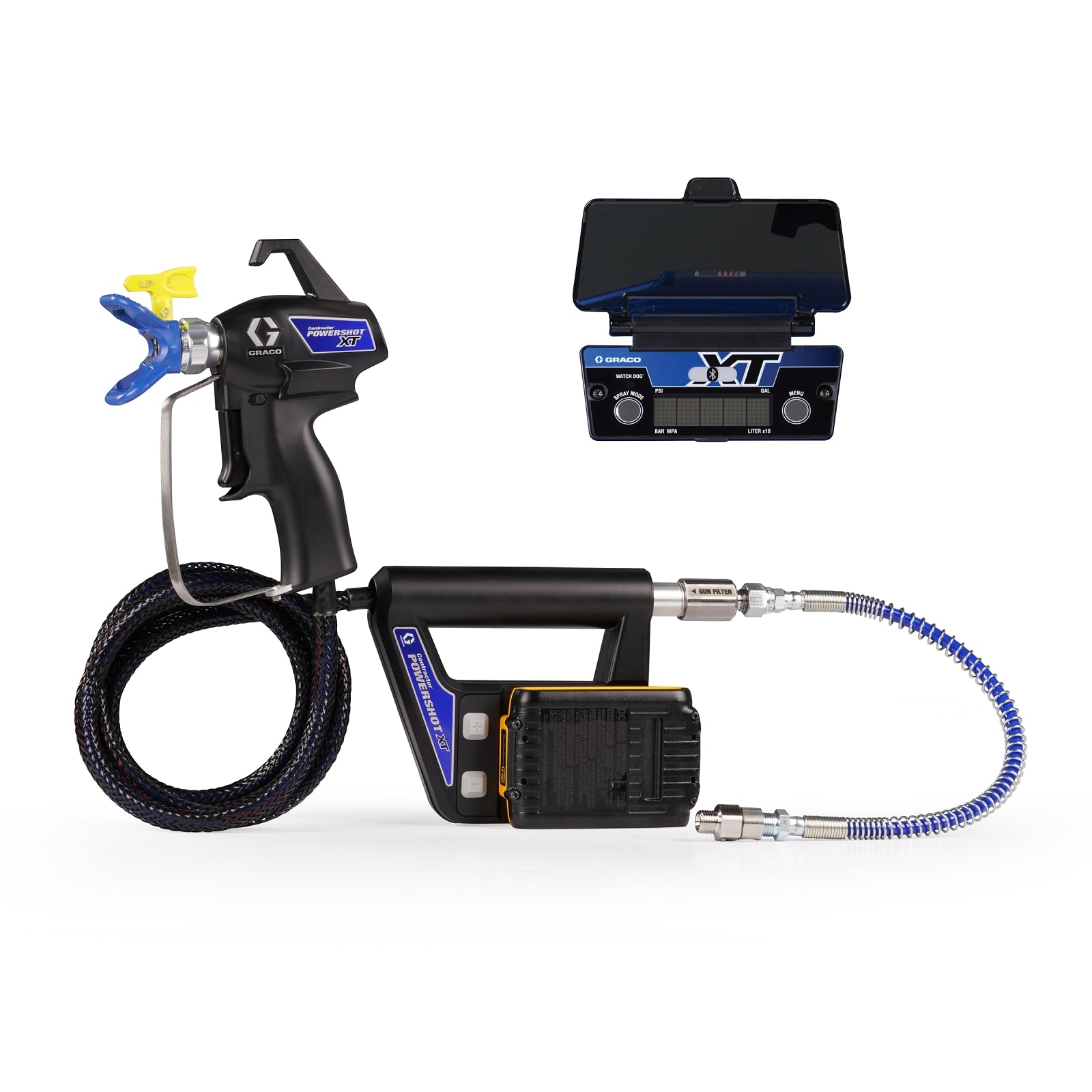 Graco PowerShot Contractor spray gun with smart display, designed for professional painting and coating applications.