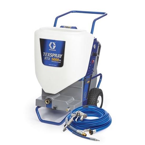 Graco 17H575 Texspray RTX 5000PI professional-grade interior texture paint sprayer with nozzle and control settings visible.